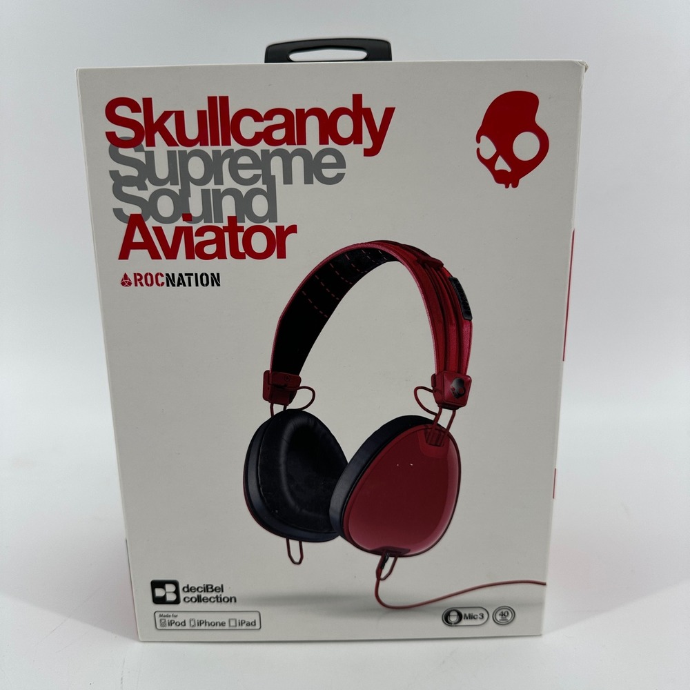 Skullcandy Supreme Sound Aviator Roc Nation Headphones Red Black S6AVDM-232 NEW